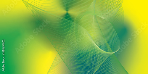 Abstract green and blue futuristic background featuring digital wave patterns with light vector lines and a swirling motion texture for a science technology web design backdrop