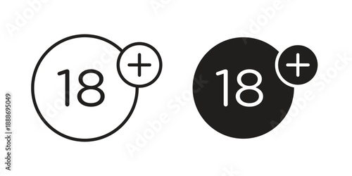 18 Plus icon vector illustrations. vector glyph flat icons
