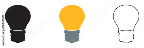 Light bulb icon. Simple light bulb icon symbolizing ideas, innovation, creativity, and solutions, isolated on white background for design and business concepts.
