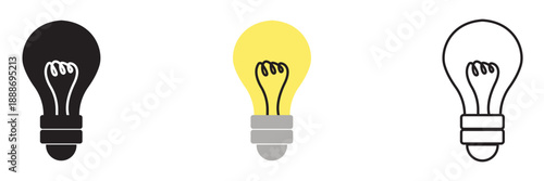 Light bulb icon. Simple light bulb icon symbolizing ideas, innovation, creativity, and solutions, isolated on white background for design and business concepts.
