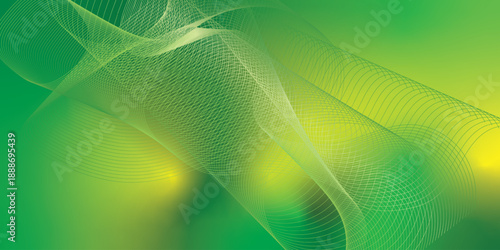 Abstract green and blue futuristic background featuring digital wave patterns with light vector lines and a swirling motion texture for a science technology web design backdrop