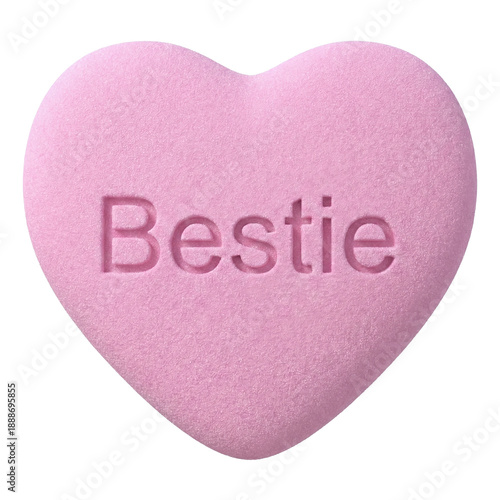 Pink conversation heart candy with bestie text