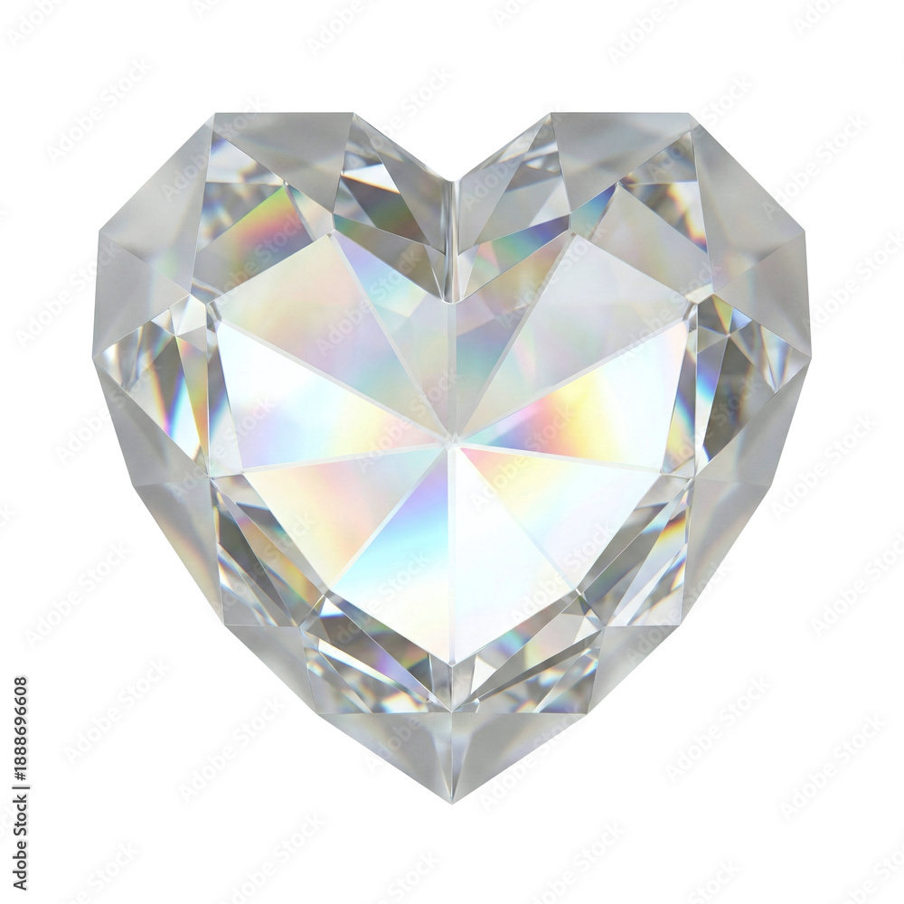 Fototapeta premium Diamond heart gem with holographic rainbow reflection