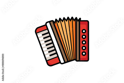 Accordion musical instrument icon vector illustration for folk music and traditional festivals art