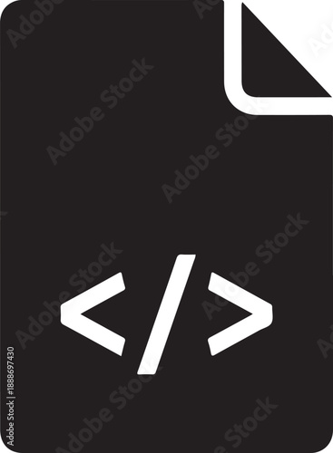 Silhouette of code file icon with greater than and less than symbols