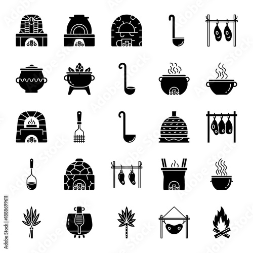 Ancient Religious Monuments and Architecture Icon Set – Temples, Shrines, Sacred Gates and Historic Spiritual Structures

