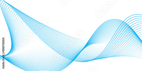 Smooth stylish blue wave background, Abstract white wavy glowing lines on a blue background. Futuristic digital high-technology pattern. Health Care concept. Vector illustration