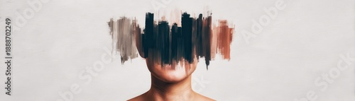 Drip Grunge Identity concept. Abstract art depicting a person with a distorted face and color patterns.