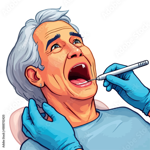 Vsai senior patient having dental checkup during oral examination