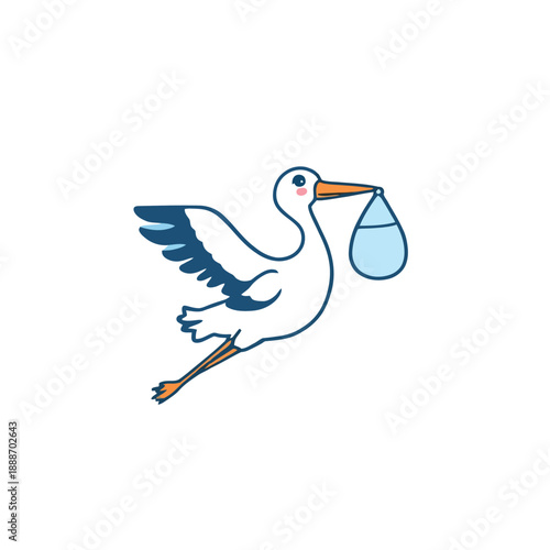 Vsai stork delivering baby bundle for newborn announcement