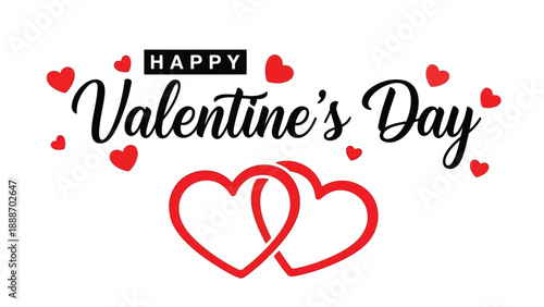 A festive valentine s day graphic with red hearts and elegant cursive lettering displayed prominently