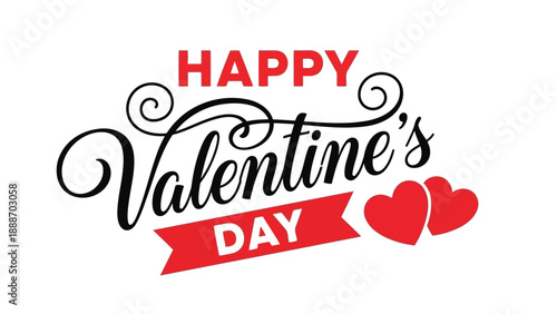 A vibrant valentine s day greeting card design featuring hearts swirls and bold text elements