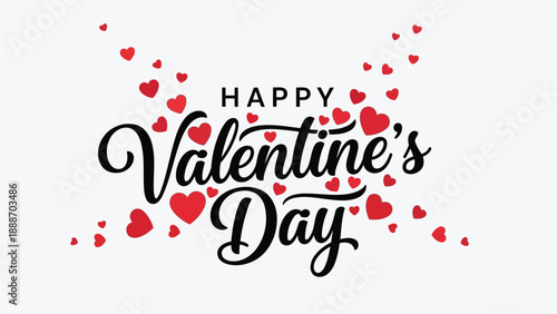 A festive valentine s day illustration featuring hearts and elegant calligraphy ideal for romantic celebrations