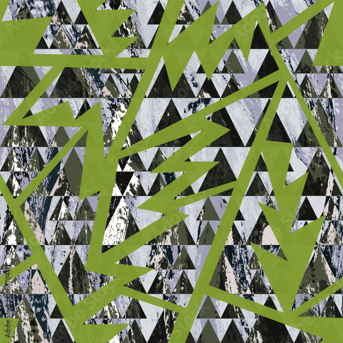 Acid Green Grunge Geometry Seamless pattern