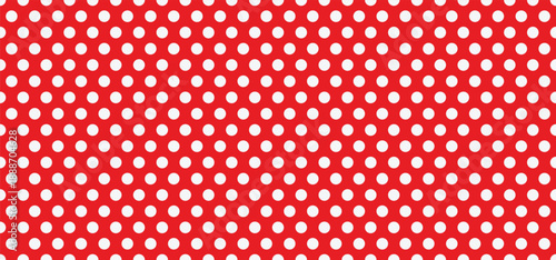 Seamless Red and White Polka Dot Pattern - Retro 1950s Style Pop Art Background and Festive Textile Vector Texture