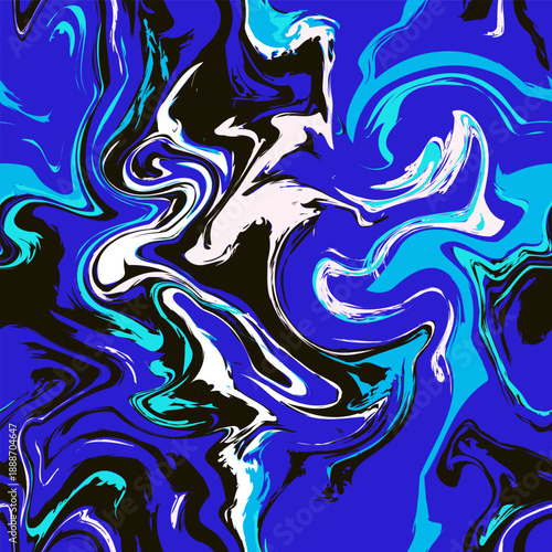 Deep Blue Electric Swirl Seamless pattern