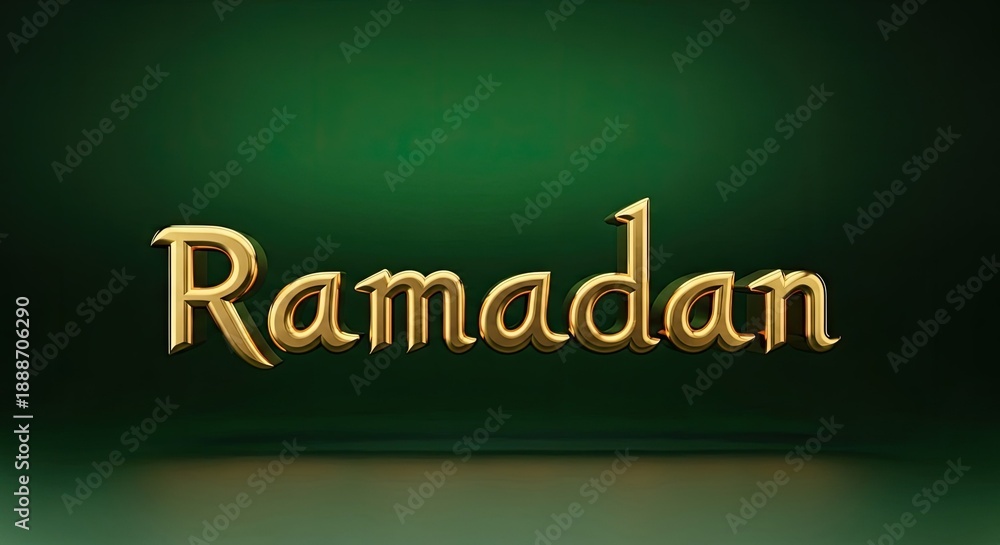 Obraz premium Ramadan golden text on green background