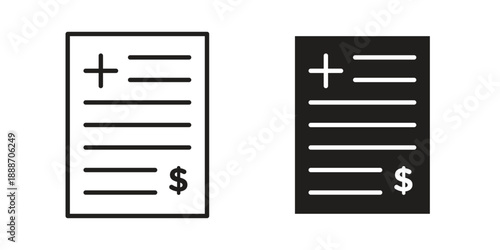 Hospital bill icon vector illustrations. vector glyph flat icons