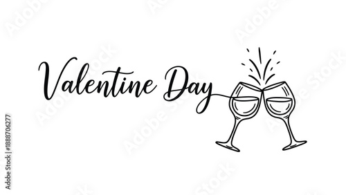 A charming valentine s day illustration featuring two elegant wine glasses toasting with sparkling confetti