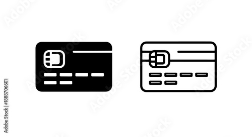 Credit card icons with magnetic stripe and dots, solid and outline, representing financial accounts and data