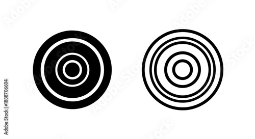 Concentric circle icons, solid and outline, representing targets, focus, and goals