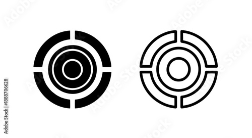 Target icons with segments, solid and outline, representing focus, accuracy, and strategic objectives