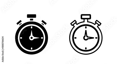 Stopwatch icons, one solid black and the other an outline, measuring time and performance