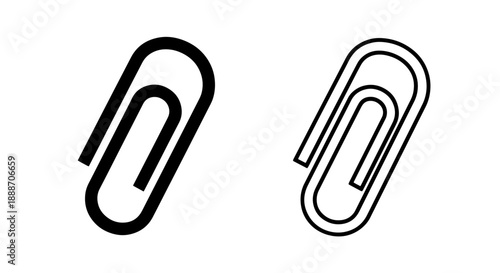 Paper clip icons, one solid black and the other outline, symbolizing document binding and organization