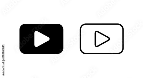 Set of two play button icons, solid and outlined, for starting video or audio playback.