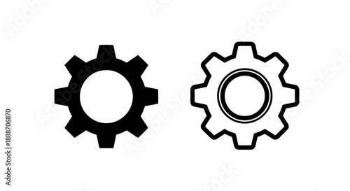 Two gear icons, one solid black and one outlined, representing mechanics, settings, or teamwork.