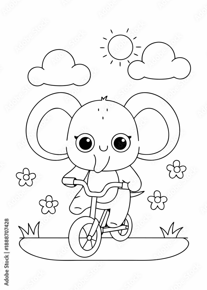 Obraz premium Cute Animal Garden Scene Line Art for Children