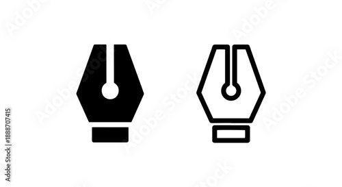 Nib pen icons in black and white, representing writing, calligraphy, and design