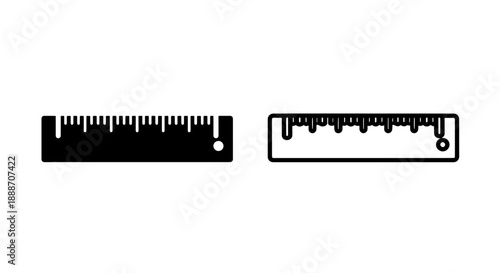 Ruler icons in black and white, for measurement, drafting, and education