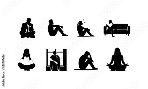 Silhouettes of People in Various Poses