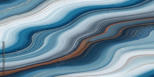 Abstract blue wave background featuring a 3d liquid flow design with flowing gold swirl patterns and a wavy motion texture for a modern art wallpaper backdrop