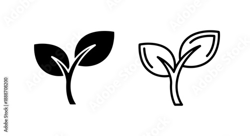 Simple sprout icon with leaves, symbolizing growth, nature, and new beginnings