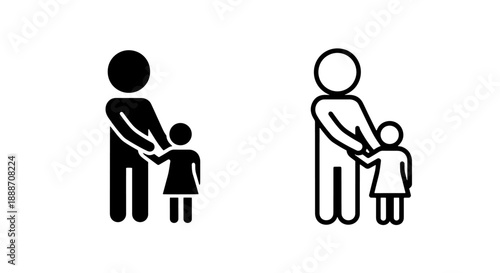 Icon representing father and child holding hands, symbolizing family, parenting, and connection