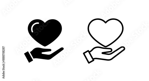 Icon of a hand offering a heart, representing love, kindness, and generosity