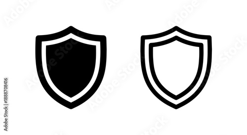 Shield icons in solid black and outline, representing protection, security, and defense.
