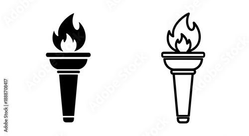 Pair of torch icons, one solid and one line art, signifying illumination and legacy.