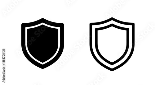 Shield symbol in both solid and line art styles, ideal for security and protection themes.
