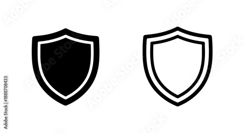 Two shield icons, one filled and one outlined, conveying concepts of safety and integrity.