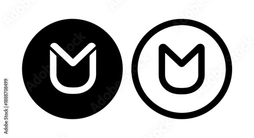 Two stylized U-shaped icons in black and white, representing a logo or symbol for branding and identity.