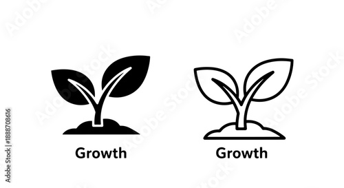 Simple icon of a seedling sprouting from the earth, symbolizing growth, new beginnings, and nature.