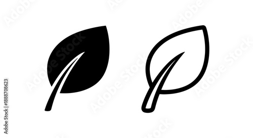 Minimalist icons of a single leaf, representing nature, growth, and environmental themes.