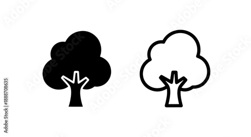 Stylized icons of a tree with a thick trunk and rounded canopy, representing nature and life.