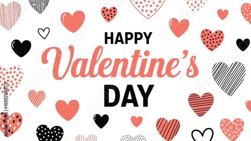 A charming valentine s day illustration with multiple hearts and a festive handwritten style text