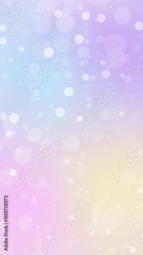 Vertical pastel multicolor glowing bokeh particles rising, 9:16 smartphone video, Full HD