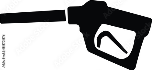 black silhouette of a gasoline pump nozzle on a transparent background