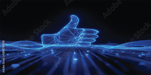 An abstract blue background featuring light bubbles and x-ray patterns captures a sense of motion and energy through a fractal design inspired by science and medical technology